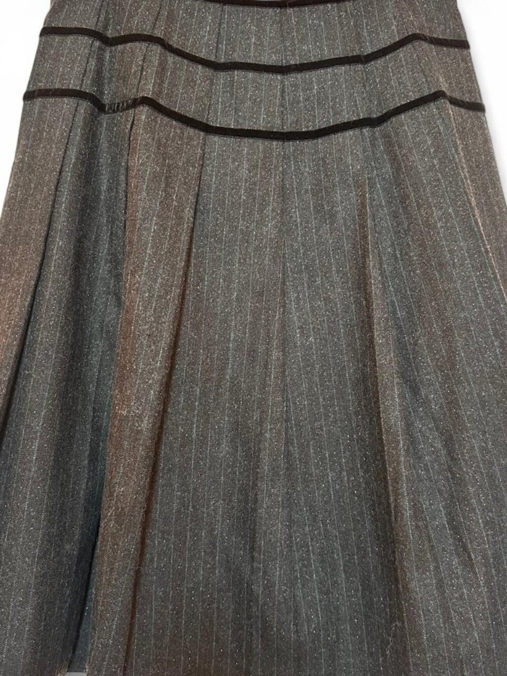 Dana Bauchman wool grey & light blue midi skirt